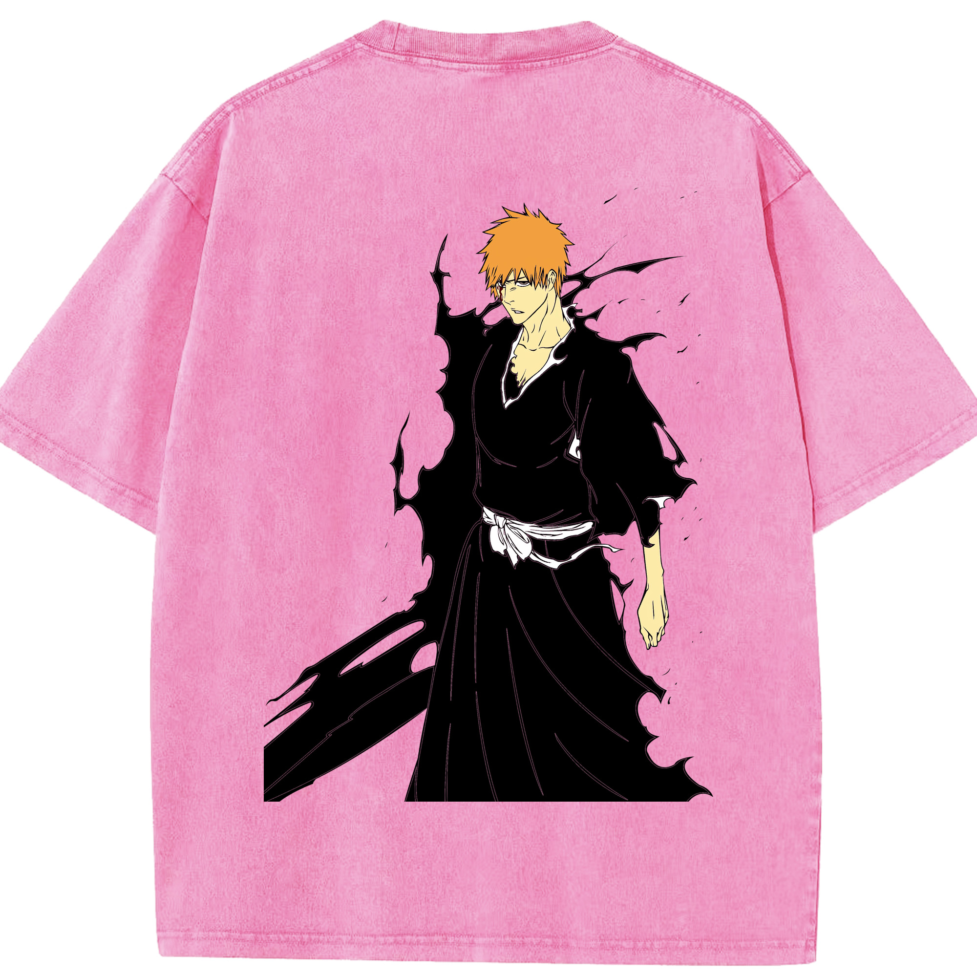 （画像用） ブリーチ 黒崎一護（くろさき いちご）BLEACH Kurosaki Ichigo 綿100% ヴィンテージ風 半袖Tシャツ（背面プリント）